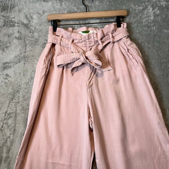 Anthropologie Blythe‎ Paperbag Wide Leg Crop Pants Size 8 Light Pink - Picture 2 of 5